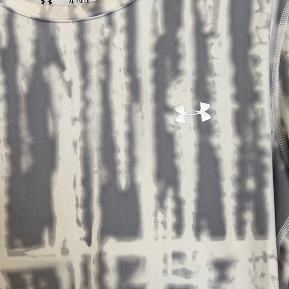 Under Armour Gray & White Tie-Dye Long Sleeve Fitted Shirt, Coldgear, XL - Picture 2 of 2